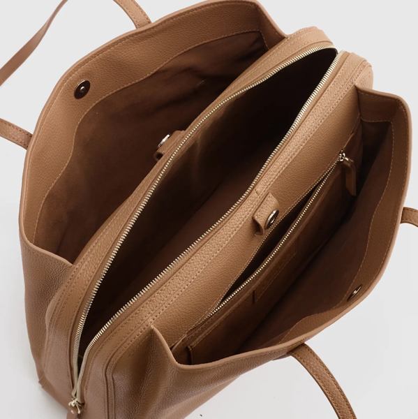 Diaper bag - Italian Leather Triple Compartment Tote in Cognac
