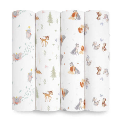 Disney™ essentials cotton muslin swaddles 4 pack