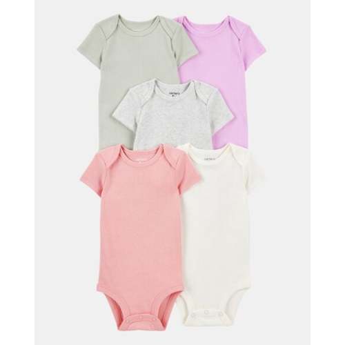 Baby Girl 5-Pack Solid Short-Sleeve Cotton Bodysuits | Carter's