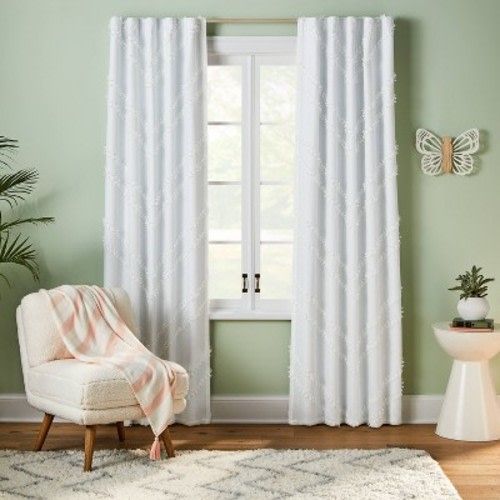 84" Blackout Chevron Clip Dotted Sheer Overlay Kids' Panel White - Pillowfort™