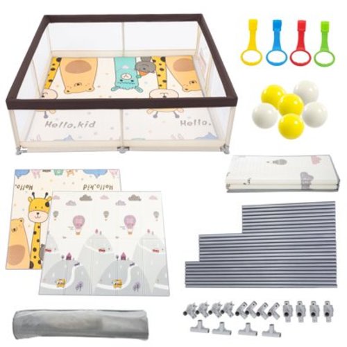 71"x79"Large Playyard, Baby Playpen with Mat, Unisex Toddlers Play Yard,Big Baby Fence with Gate