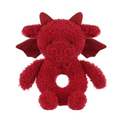 Apricot Lamb Baby Lovey Red Dragon Soft Rattle Toy, Plush Stuffed Animal for Newborn Soft Over 0 Months (Red Dragon, 5.9 Inches)