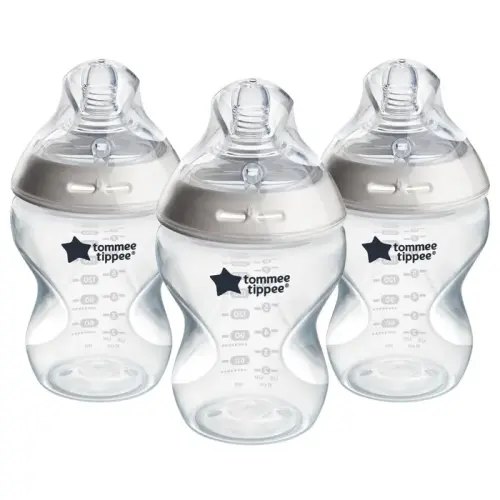 Tommee Tippee Natural Start Anti-Colic Bottle With Slow Flow Teats 260Ml 0M+ - 3Pk White | Baby Bunting AU