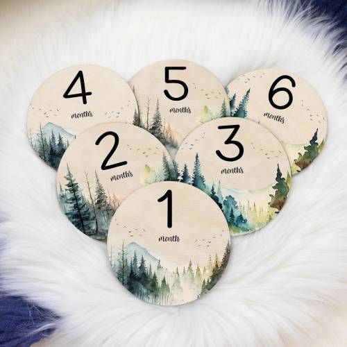 Mountain Milestone Cards, Forest Milestone Markers, Wood Milestone Card, Baby Milestones, Photo Prop, Mountain Adventure Nursery Theme M28