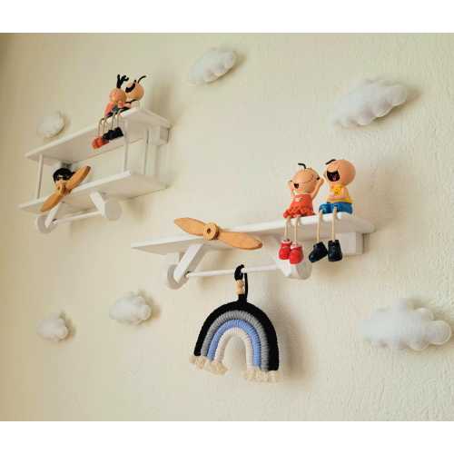 Custom Airplane Shelf | Wooden Nursery Shelf | Aviator Shelf | Montessori Shelf | Wall Mounted Shelf | Kids Room Shelf | Biplane Shelf