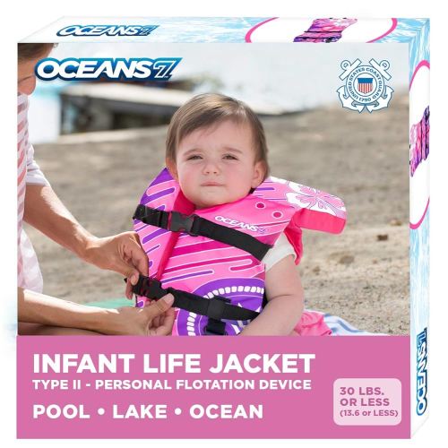 Oceans 7 US Coast Guard Approved Life Jacket for Infant, Kids, Youth, – Type II & III Vest, Personal Flotation Device