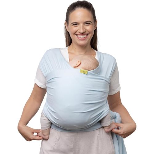 Boba Baby Wrap Carrier - Stretch Bamboo Newborn Sling, Serenity Light Blue