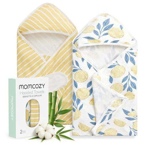 Momcozy Baby Towel with Hooded - Ultra Soft & Absorbent Large Bath Towel Set for Comfort & Gentle on Baby's Skin - Med Thick& Durable -Shower Gift & Bath Essential for Newborn, Infant, Toddler