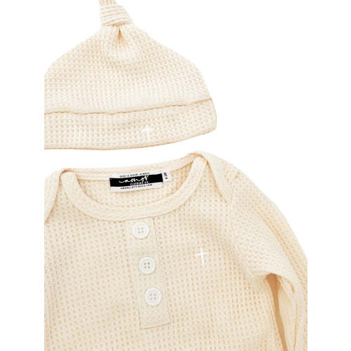 Psalm 127:3 Knotted Baby Sleeper & Matching Beanie – AmorClothingCo.