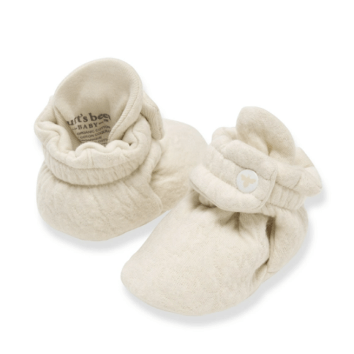 Organic Cotton Quilted Bee Baby Booties Oat
