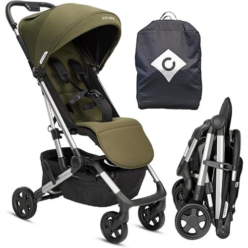 Colugo Compact Stroller - One Hand Fold Lightweight, Travel, Toddler, Airplane, Foldable Stroller with Rain Cover, Backpack and Cup Holder (Olive)
