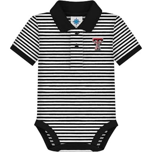 Creative Knitwear College Baby Striped Polo Bodysuit - Team Logo, Multiple Colors, for Boys & Girls (0-12 Months)