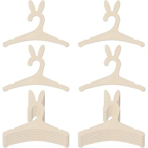 20 Pack Wooden Bunny Ears Newborn Baby Girl Boy Hangers for Nursery, 9 Inch Kids Toddlers Children Infant Hangers for Baby Shower Crate Closet Clothing Storage