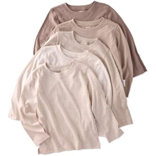 London 5-Pack Long Sleeve T-Shirts 100% Organic Cotton for Baby, Toddler, Girls & Boys