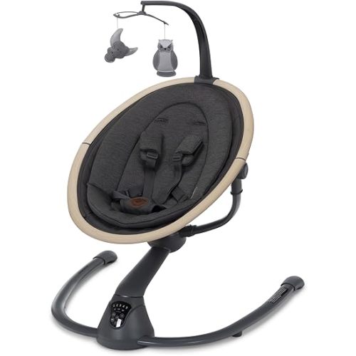 Maxi-Cosi Cassia Baby Swings for Infants: Smart Portable Baby Swing with Music, Lightweight & Foldable Baby Swing, 360 Rotation Infant Swing, Classic Graphite