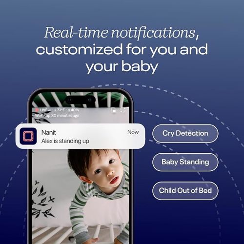 Nanit Pro Smart Baby Monitor & Floor Stand with Breathing Band, New Version - 1080p Wi-Fi Video & Sound Camera, Sleep Coach & Breathing Motion Tracker, 2-Way Audio, iOS and Android Compatible - White