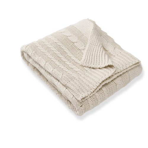 Organic Cotton Cable Knit Baby Blanket Oat