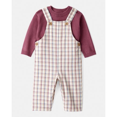 Baby Boy 2-Piece Plaid Overall Set - Maroon/Ivory - Carter's | Carter's
