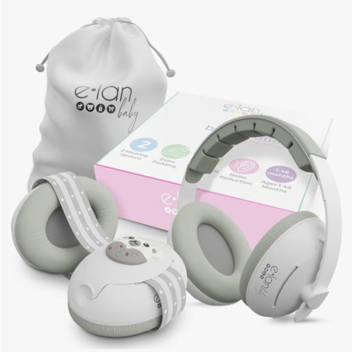 2-in-1 Baby Ear Muffs Noise Protection - Baby Headphones for Noise & Plane Travel - 2 Headbands - Toddler Ear Protection for Infant & Toddler Travel Essential, Age 1-48 Months