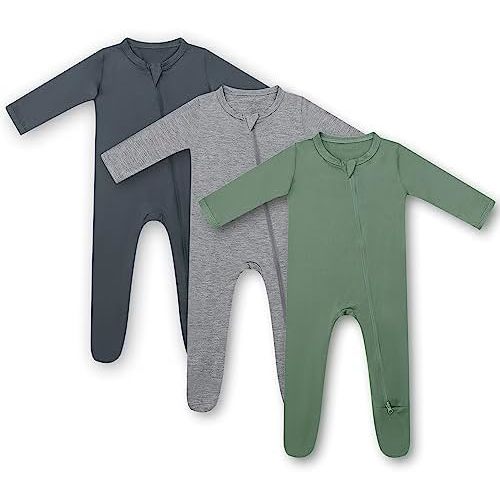 HAPIU Rayon from Bamboo Baby Footed Pajamas, 2 Way Zipper YKK, Footie for Baby Boy Girls, Newborn-24 Months