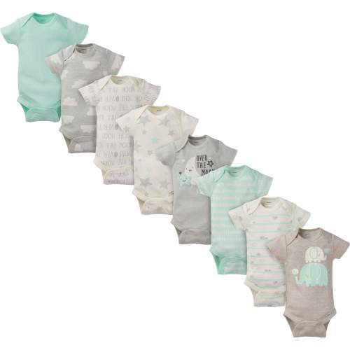 8-Pack Baby Neutral Elephant Short-Sleeve Onesies® Bodysuits - 3-6 mos