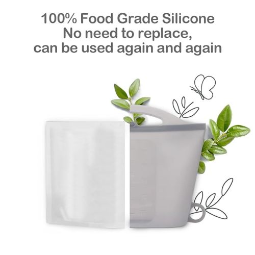 Haakaa Silicone Microwave Steam Sterilizer Bags, Reusable Silicone Steaming Bags for Baby Bottles, Breast Pump, Accessories, Pacifiers and Teethers, Great for Home and Travel, Grey (2PCS) - Small - 2.0