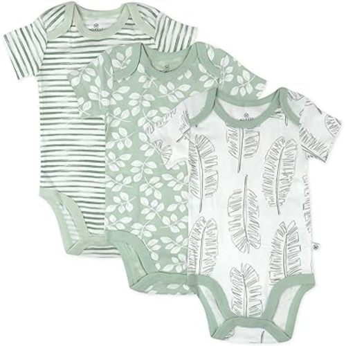 HonestBaby unisex-baby Multipack Short Sleeve Bodysuits One-piece 100% Organic Cotton for Infant Baby Boys, Girls, Unisex
