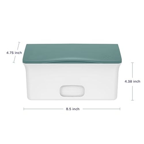 Ubbi Baby Wipes Dispenser with Weighted Plate and Secure Seal, Nursery and Baby Registry Essential to Keep Wipes Fresh, Open Water