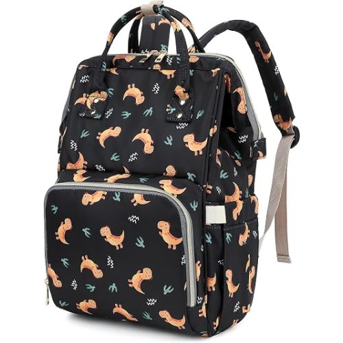Diaper Bag Backpack for Baby Girls, Mom Waterproof Large Nappy Bags for Women (Dinosaur)
