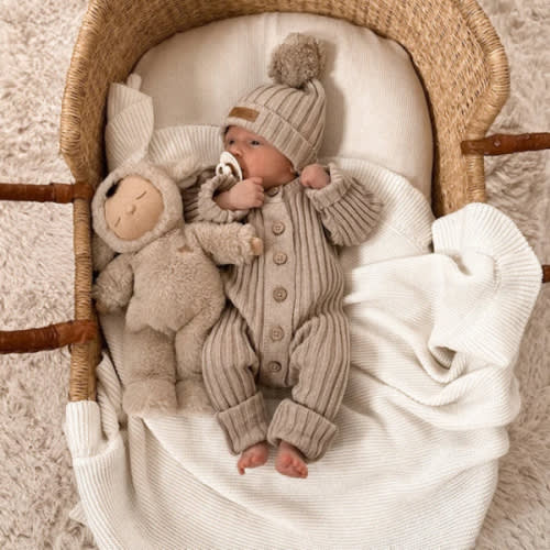 Little B's Chunky Rib Baby Jumpsuit - Oak
