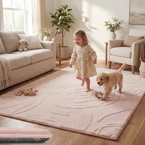 1.3" Thick Baby Play Mat 79x118 Plush Foam Mats for Baby (Pink)