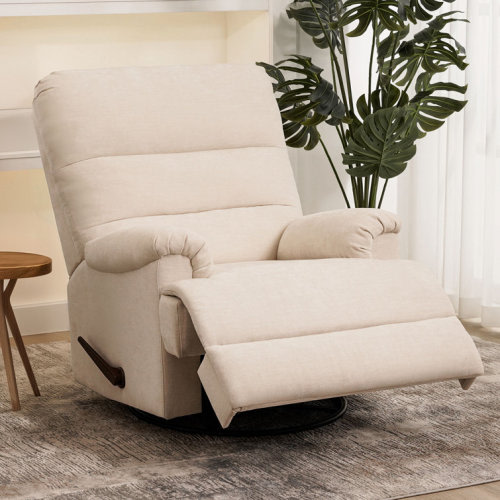 Marinke Manual Swivel Rocker Recliner Chair Glider With Side Storage Pocket