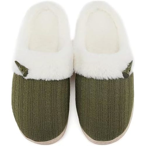 NineCiFun Women's Slip on Fuzzy House Slippers Memory Foam Slippers Scuff Outdoor Indoor Warm Plush Bedroom Shoes with Faux Fur Lining