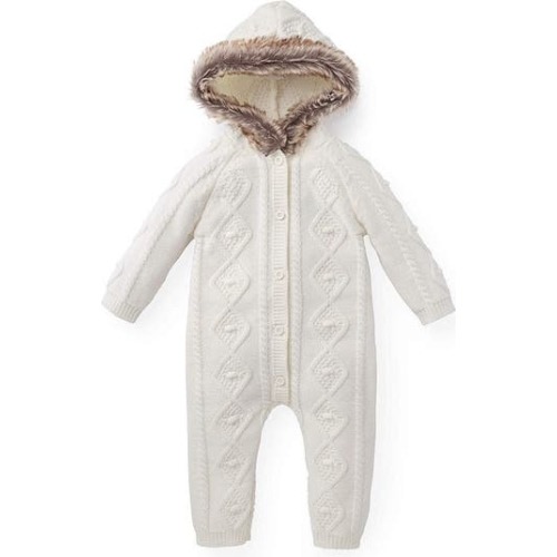 Baby Faux Fur Hooded One Piece, Infant, 0-3M
