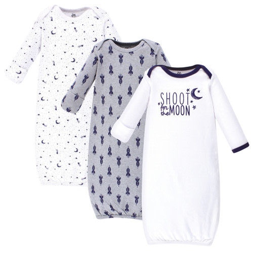 Yoga Sprout Gowns, 3-Pack, Moon