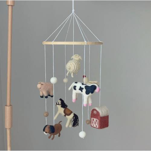Farm Animals Baby Mobile Barnyard Nursery Decor Farm House Baby Room Cow Horse Pig Sheep Chicken Dog Mobile Domestic Animals Crib Mobile