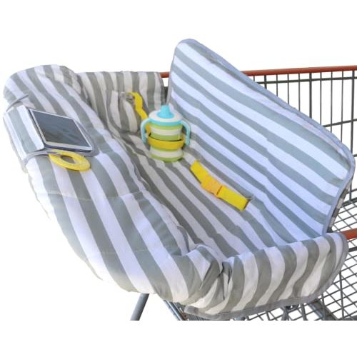 Suessie Shopping Cart Cover and High Chair Cover, Gray and White Stripe