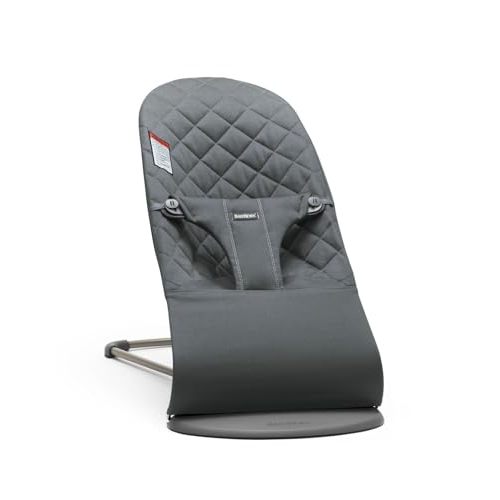 BabyBjörn Bouncer Bliss, Anthracite, Woven, Classic Quilt | 2-in-1 Adjustable Baby Bouncer Seat and Toddler Chair, Newborn to Toddler (8-29 lbs), 4 Positions, Lightweight & Portable