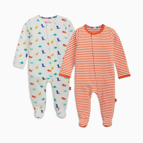 Magnetic Me Cloudstretch Magnetic Footie (2-Pack) - Dino Multi, 0-3 M
