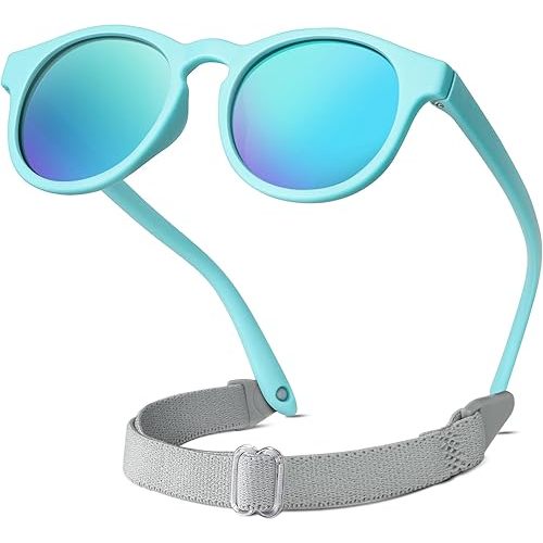 RIVBOS Baby Wrap Polarized UV400 Sunglasses - Soft Frame with Secure Strap for Infant and Newborn (0-18 Months) RBK070