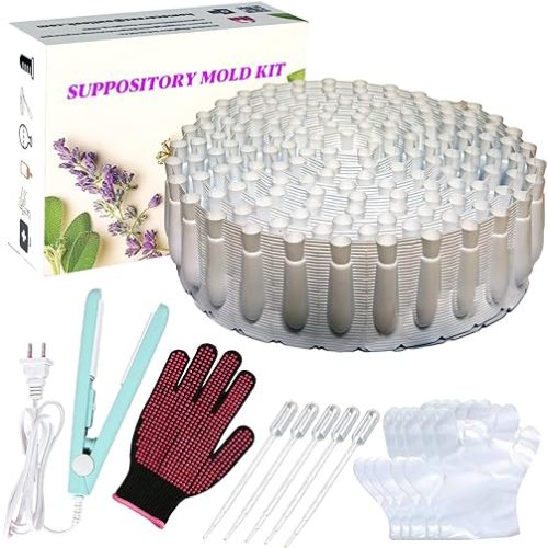 Suppository Molds 2.4 ML 150 PCS Kit with 5 PCS Pipettes & 5 PCS Gloves for DIY Suppositories