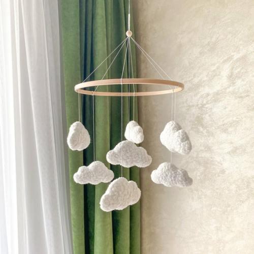 Boucle Baby Mobile Clouds, Nursery Baby Mobile - Etsy
