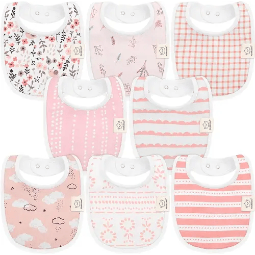 8-Pack Organic Baby Bibs for Boys, Girls - Soft Cotton Drooling and Teething Baby Bibs, Baby Girl Bibs, Baby Boy Bibs, Baby Drool Bibs for Baby Girl, Boy, Newborn Infant Bibs (Sweet Charm)