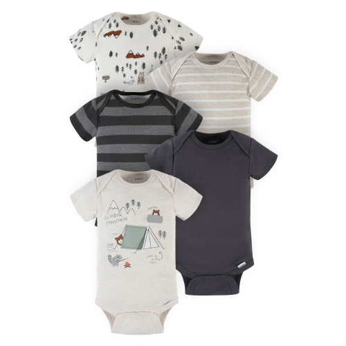 Gerber Baby Boy Short Sleeve Onesie Bodysuits, 5-Pack (Preemie-24 Months)