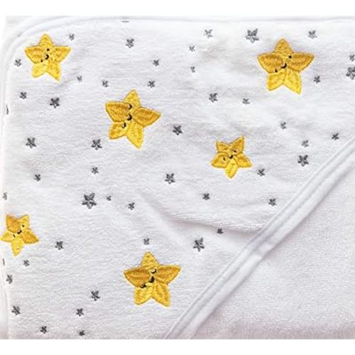 Primo Passi Hands-Free Baby Bath Towel Soft and Ultra Absorbent Cotton Hooded Extra-Large, 40x40 inches, Apron Towel for Safe Babies Bath time