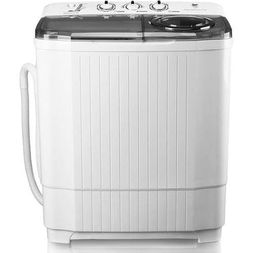 28Lbs Twin Tub Semi-Automatic Washing Machine - Portable Washing Machine with Drain Pump, Efficient Laundry Machine and Spin Drying for Home, Apartments and Dorms, RVs