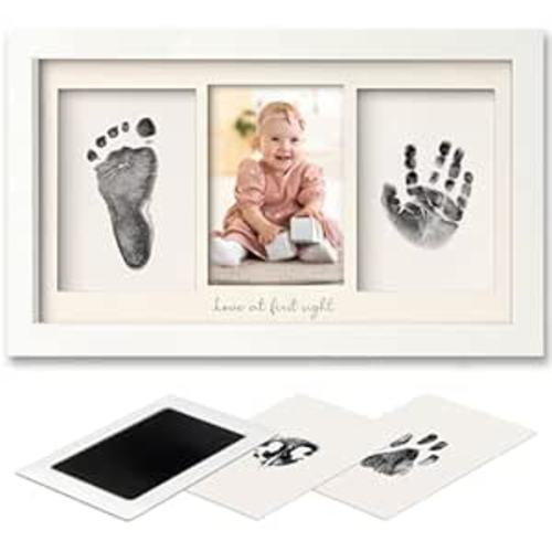 Inkless Baby Hand and Footprint Kit Boy, Girl - No Mess Ink Pad for Handprint, Clean Touch Dog Paw Print Kit, Personalized Baby Shower Gifts, Nursery Newborn Keepsake Frame (Alpine White)