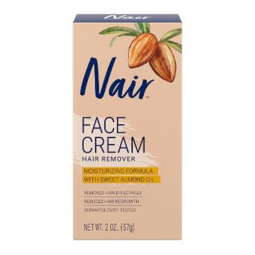 Nair Moisturizing Facial Hair Removal Cream with Sweet Almond Oil - 2.0oz: For All Hair Types, Normal Skin, With Applicator