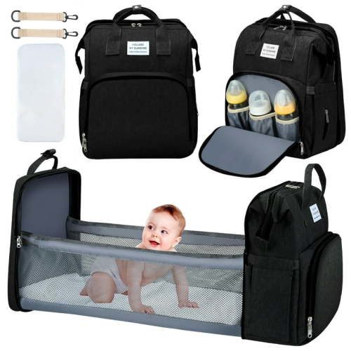 Diaper Bag Backpack,Multifunction 3 in 1 Waterproof Travel Back Pack,Baby Changing Bags with Changing Pad, Stroller Straps, Unisex, Black