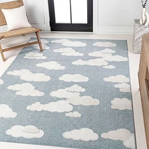 JONATHAN Y Hedwig High-Low Cloud Blue 4x6 Indoor/Outdoor Area Rug, Youth Scandi, Kids, Modern, Cottage, Transitional for Bedroom,Kitchen,Living Room,Non Shedding,Easy-Washing (SCN105A-4)